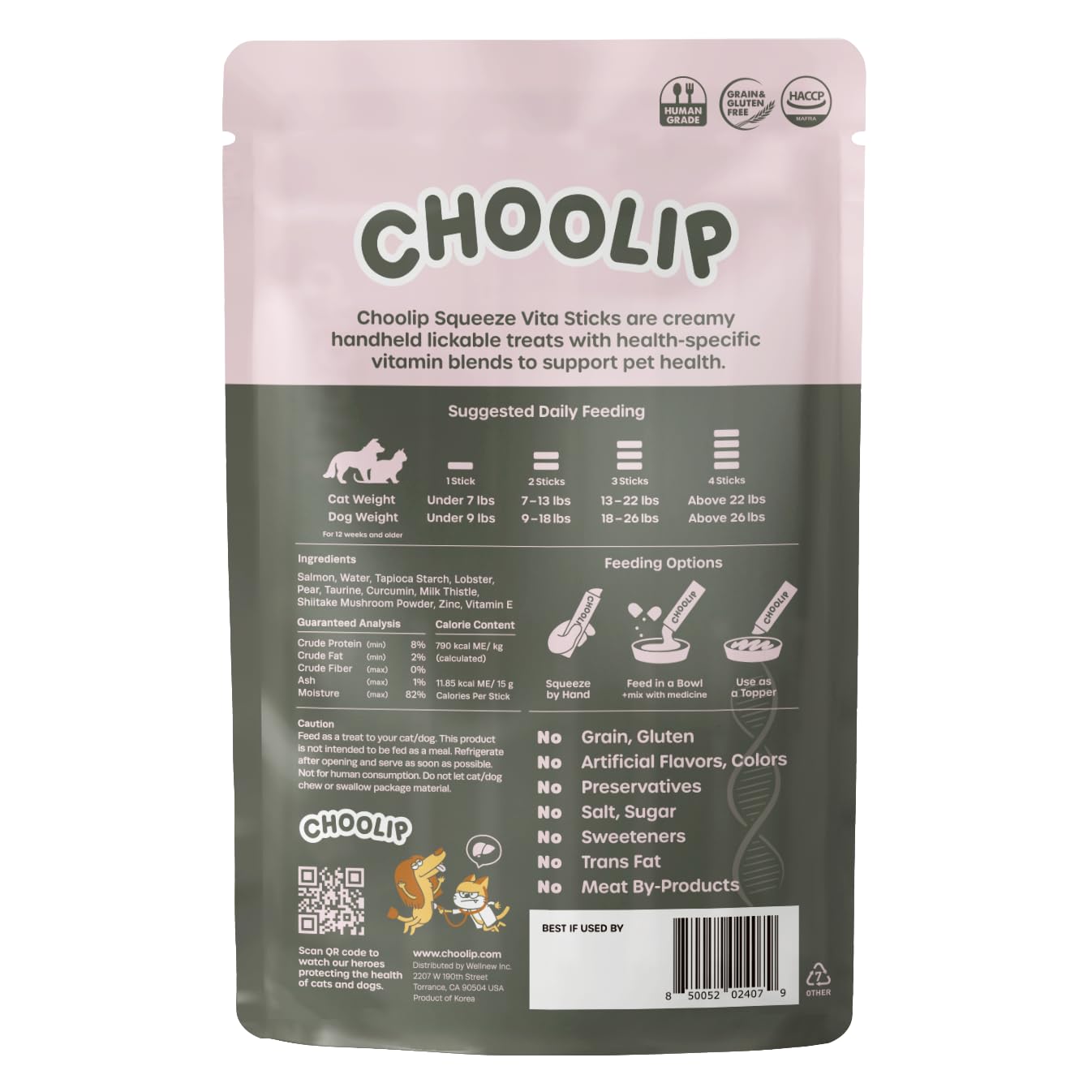 Choolip Squeeze Vita Stick palitos listos para snack saludable.
