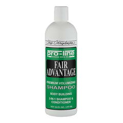 Chris Christensen Pro-line Fair Advantage Shampoo, botella destacada para cuerpo y brillo.