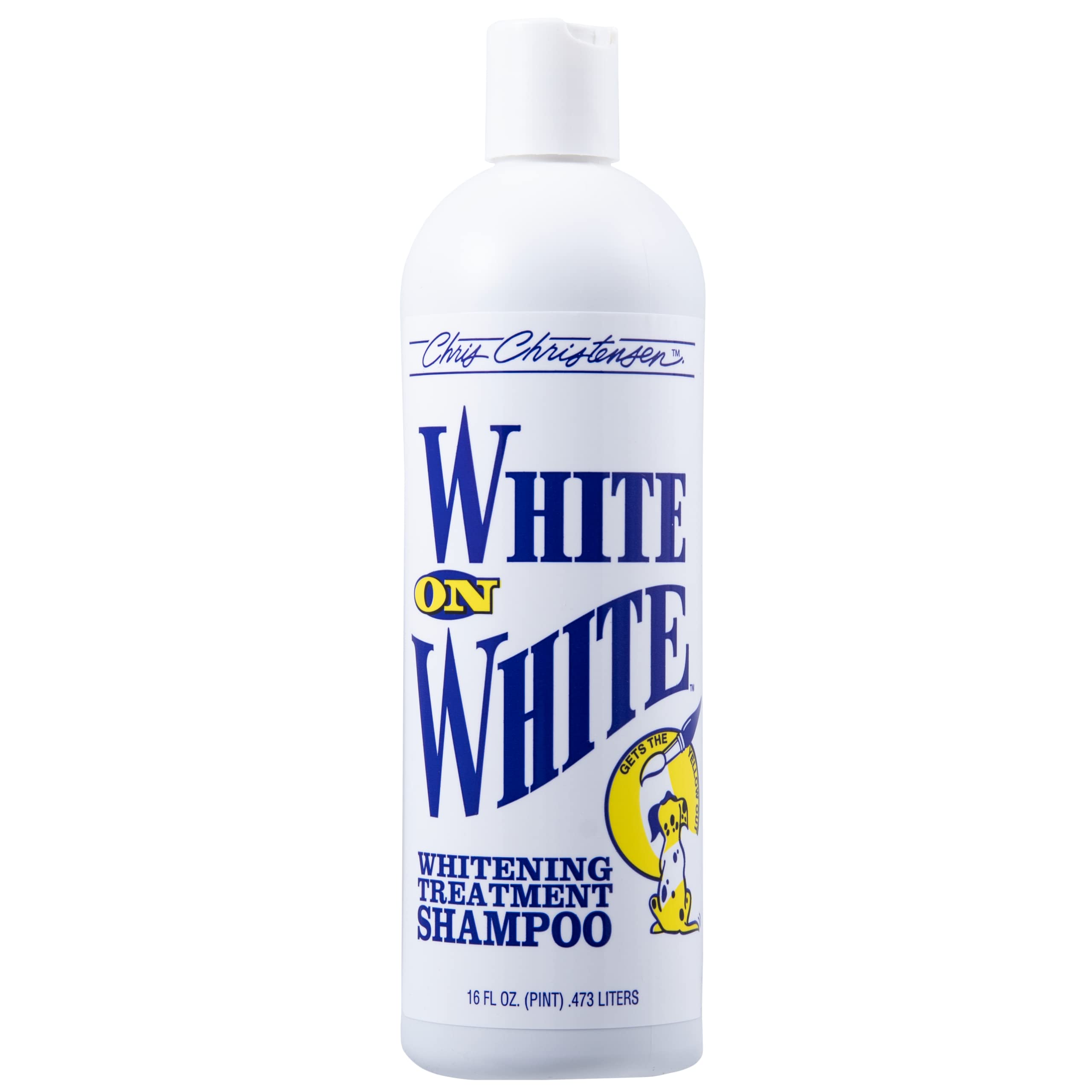 Chris Christensen White on White, botella de 16 onzas para aclarar manchas amarillas.