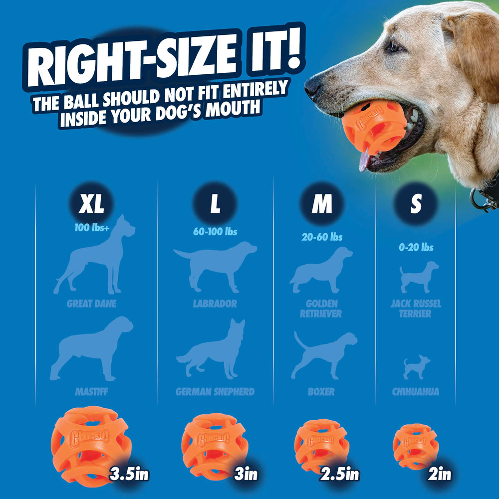 Chuckit! Air Fetch Ball compatible con lanzadores para aumentar la distancia de tiro.