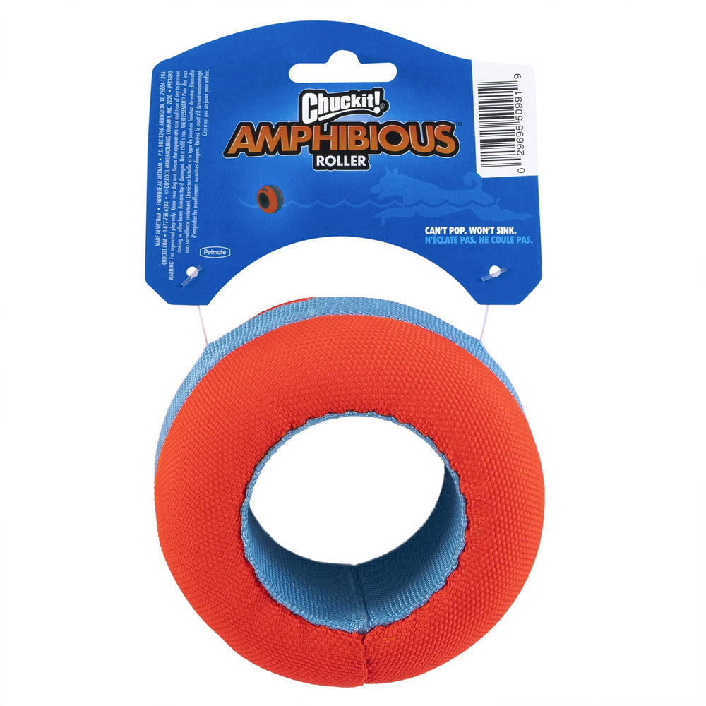 Chuckit! Amphibious Roller en naranja brillante para localizarlo fácilmente en playa.