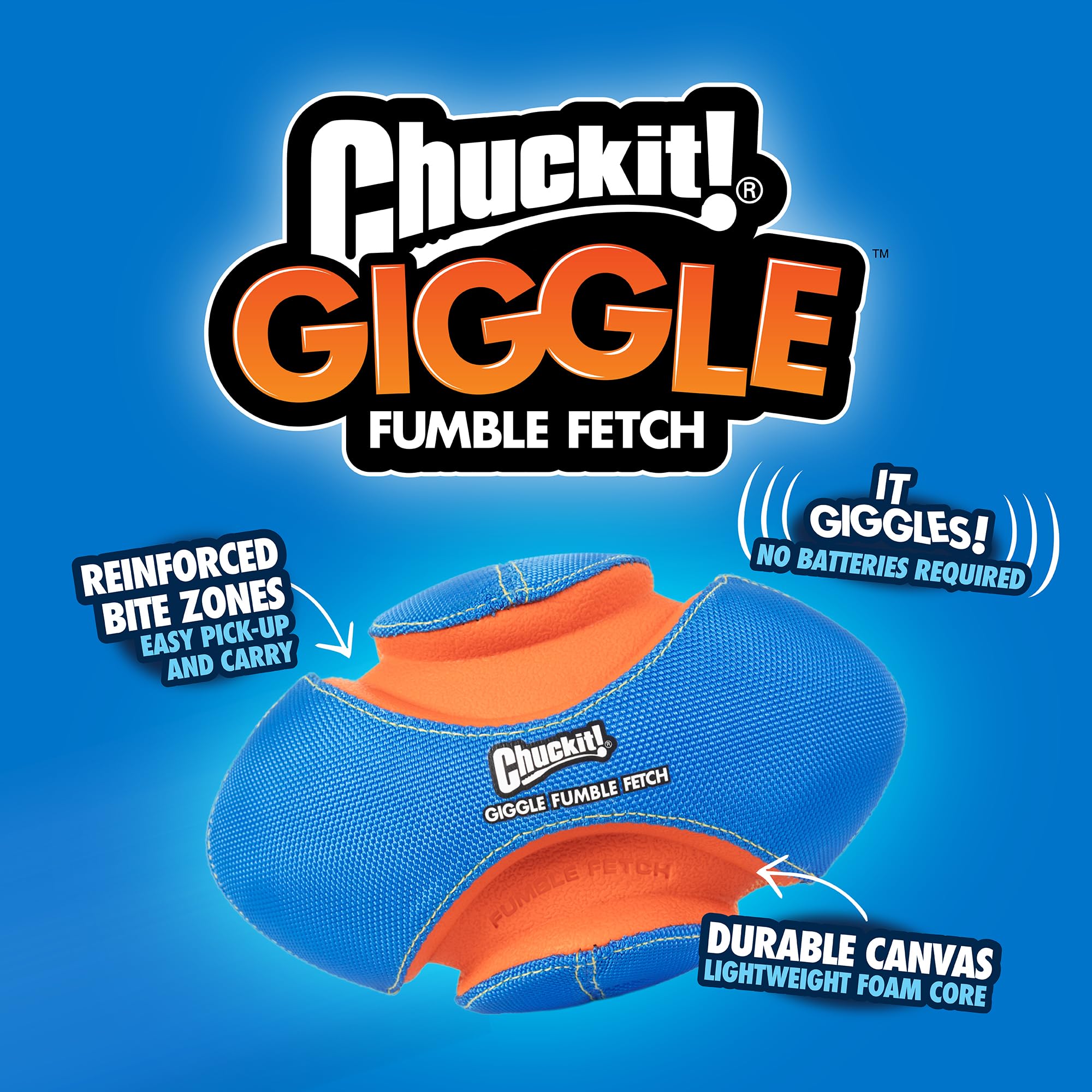 Chuckit! Giggle Fumble, zonas mordida para agarrar fácilmente