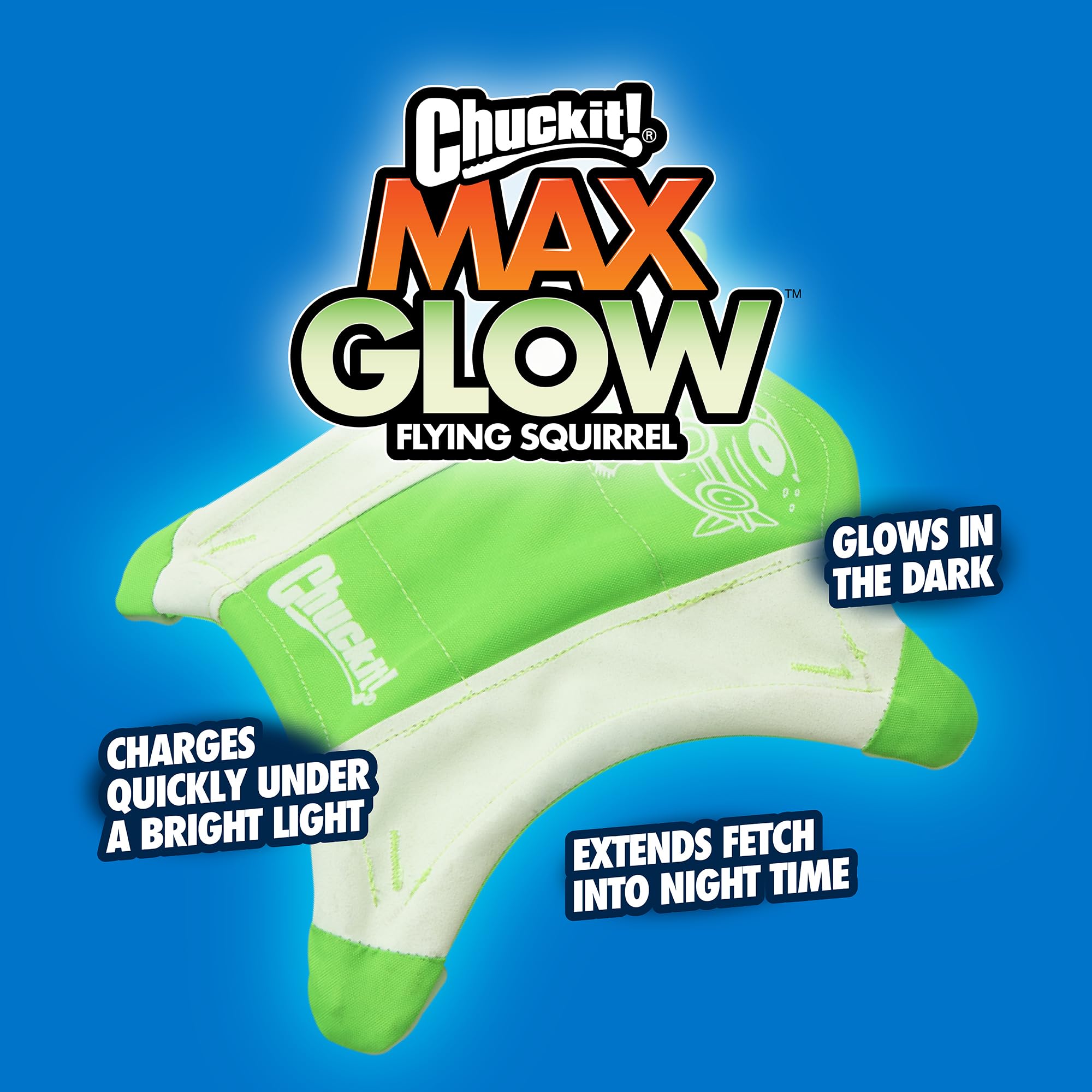 Chuckit! Glow Squirrel diseño aerodinámico para vuelo suave y estable