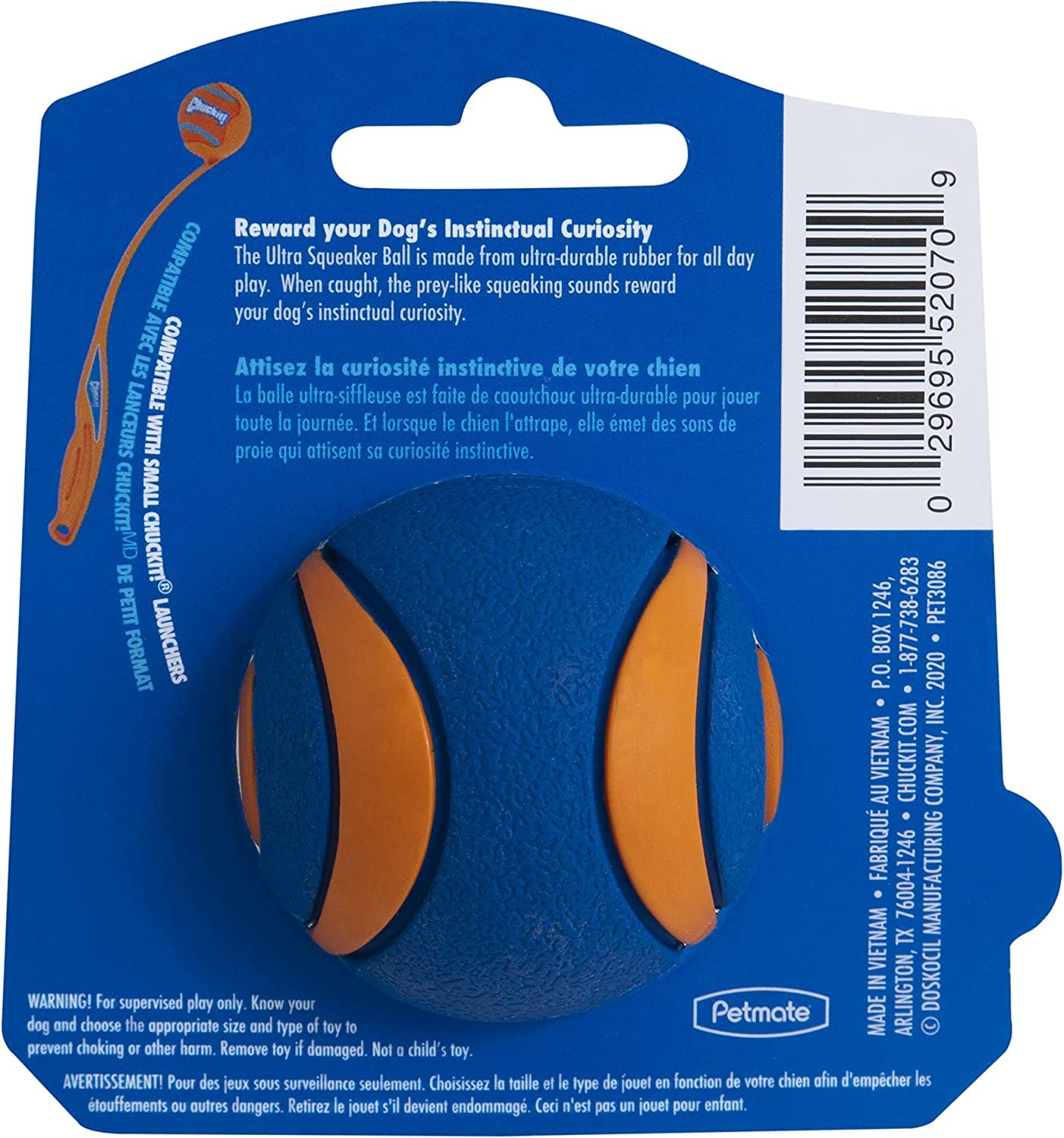 Chuckit! Ultra Squeaker Ball flotante, diseñada para juegos en agua.