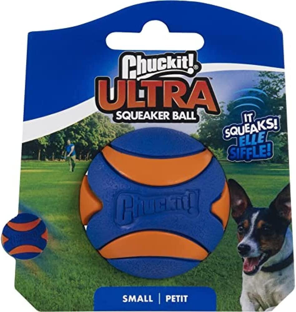 Chuckit! Ultra Squeaker Ball, rebote alto, perfecto para sesiones dinámicas.