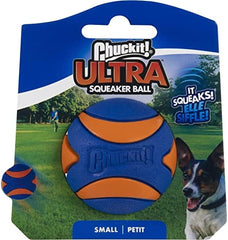 Chuckit! Ultra Squeaker Ball, rebote alto, perfecto para sesiones dinámicas.