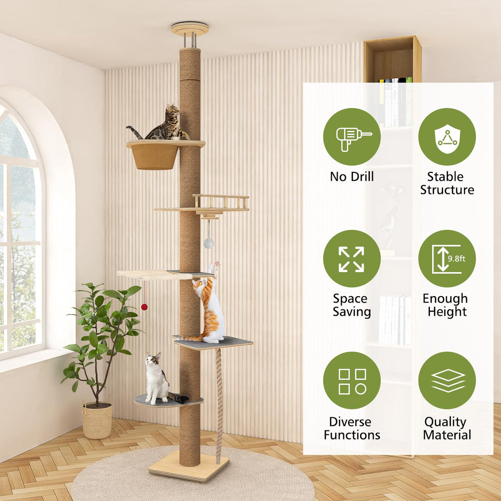 Chuiendi árbol gato diseño neutro que combina con decoración moderna.