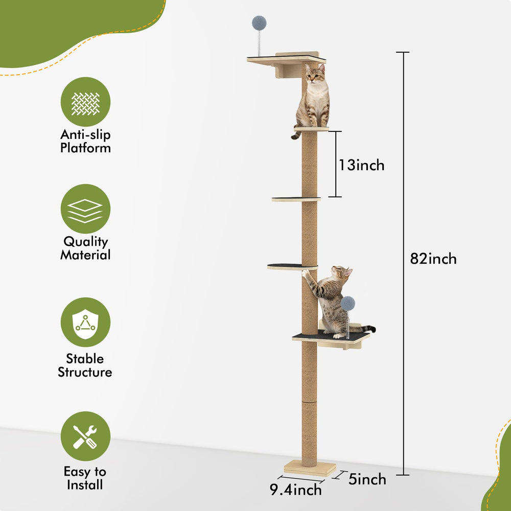 Chuiendi torre-gatos-pared-juguetes, área de juego integrada para la concentración.