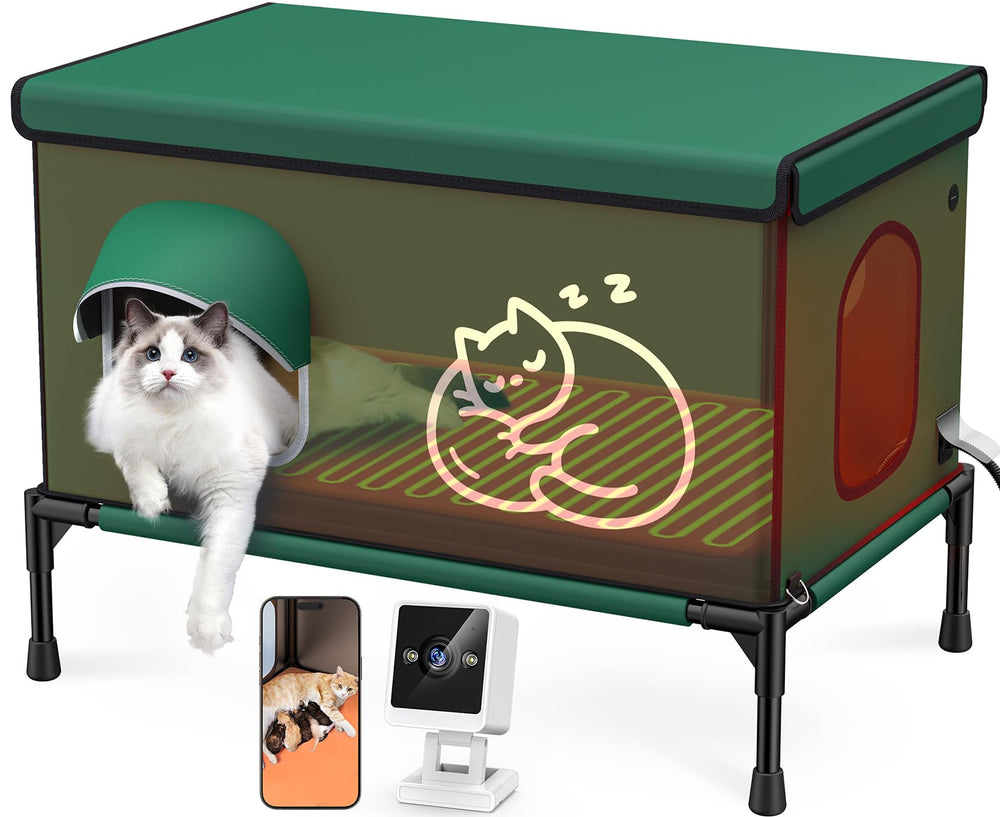 Chumajor casa para gatos exterior con cámara 2K para monitoreo remoto