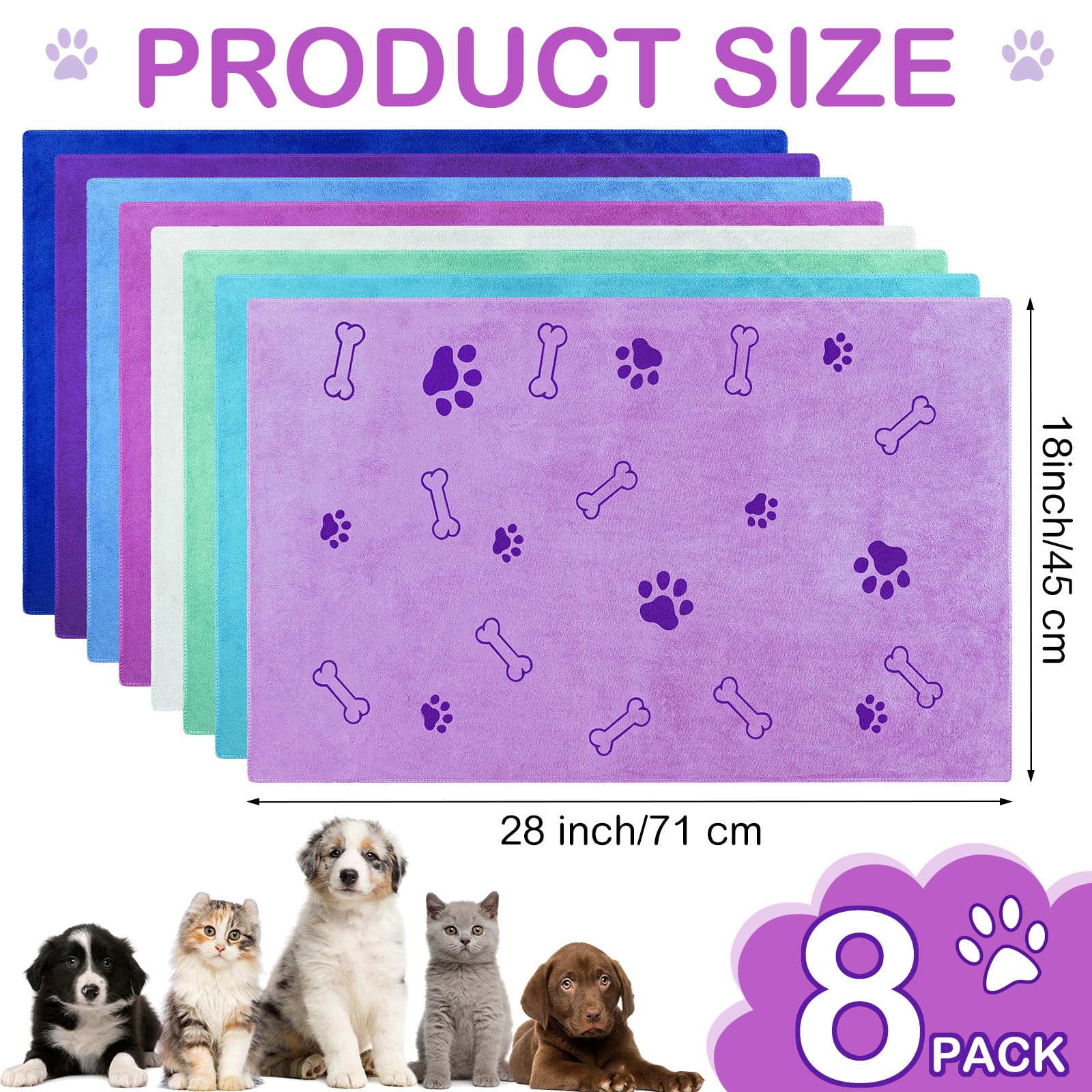 Textura suave de microfibra Chumia, toalla absorbente para mascotas.
