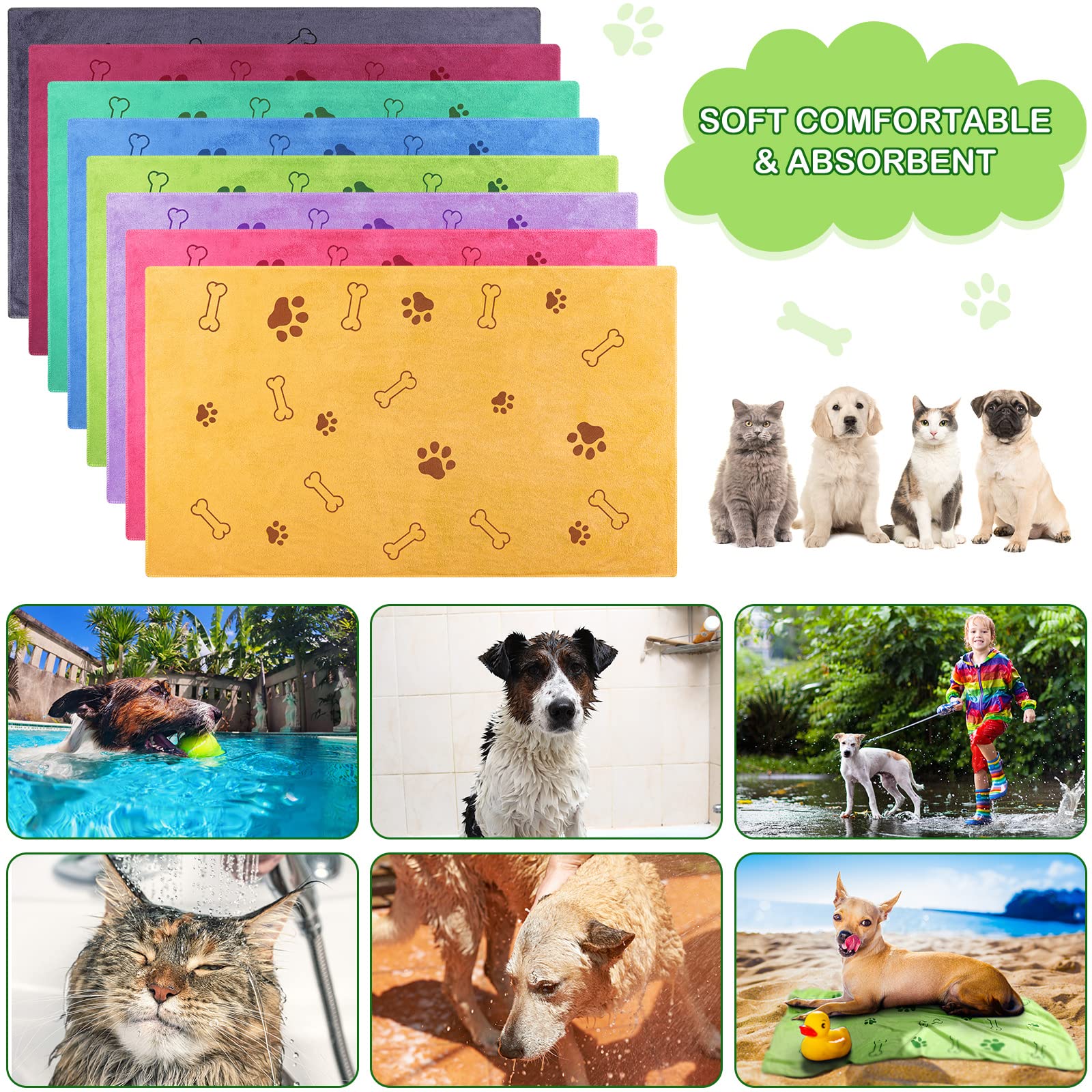 Toallas Chumia para mascotas, absorbentes y aptas para casa y peluquería.