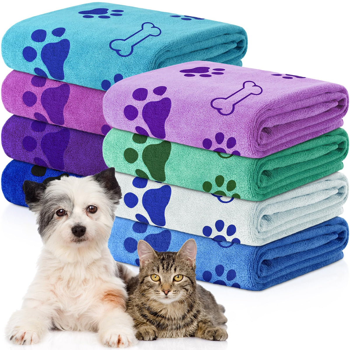Toallas Chumia para perros, paquete de 8, tamaño 18x28, secado práctico.