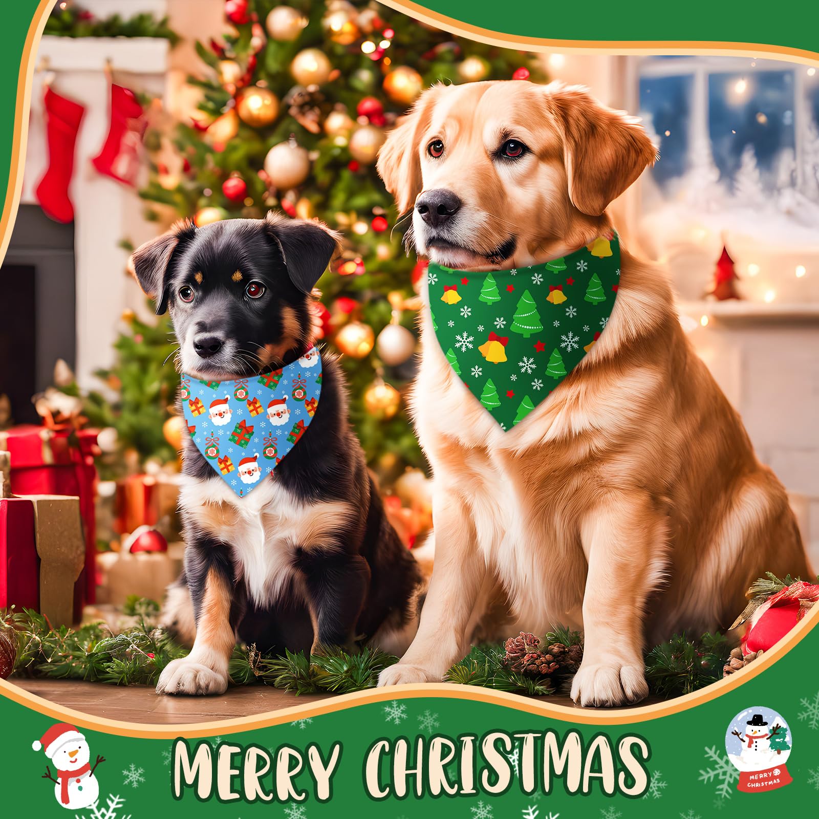 Chunful bandana muñejo de nieve para perros, estilo tierno para fiestas
