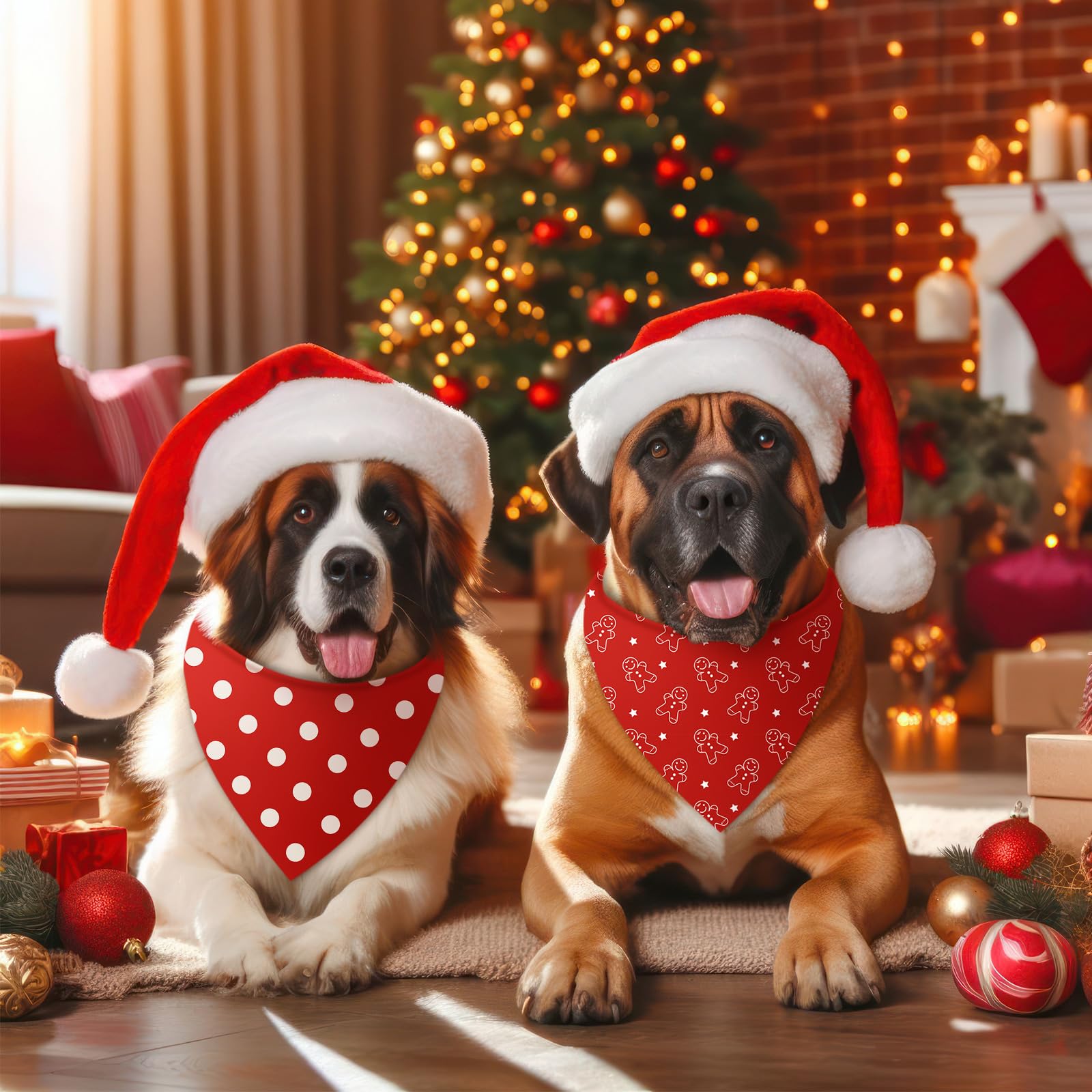 Bandanas Chunful con dibujos de Santa para perros, añade encanto navideño en paseos.