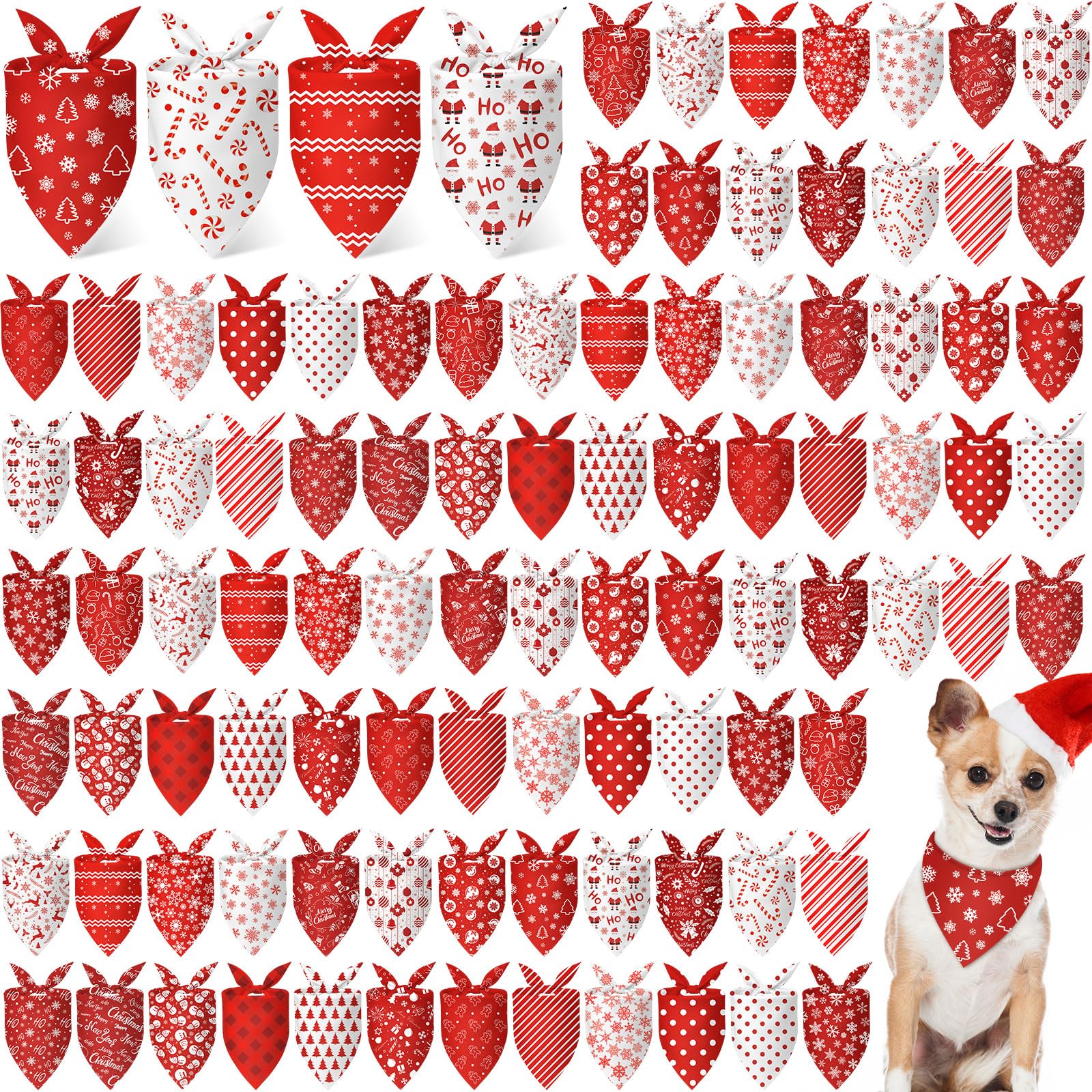 Bandanas navideñas Chunful para perros rojas y blancas, ideal para sesiones festivas.