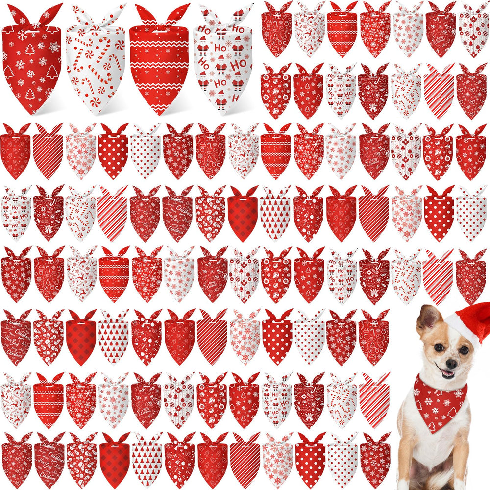 Bandanas navideñas Chunful para perros rojas y blancas, ideal para sesiones festivas.