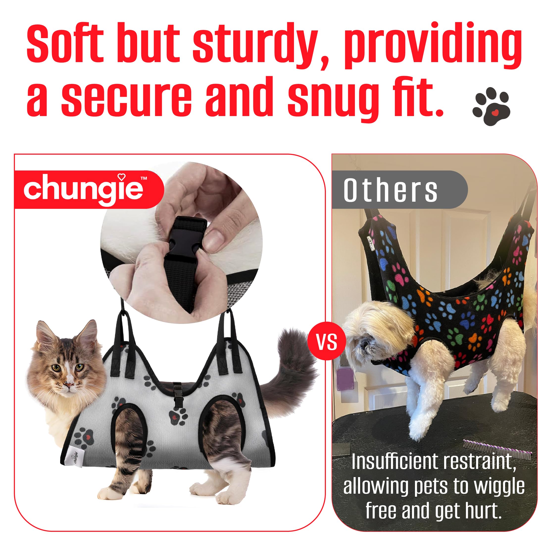 Chungie arnés de grooming ergonómico, soporte cómodo para el gato