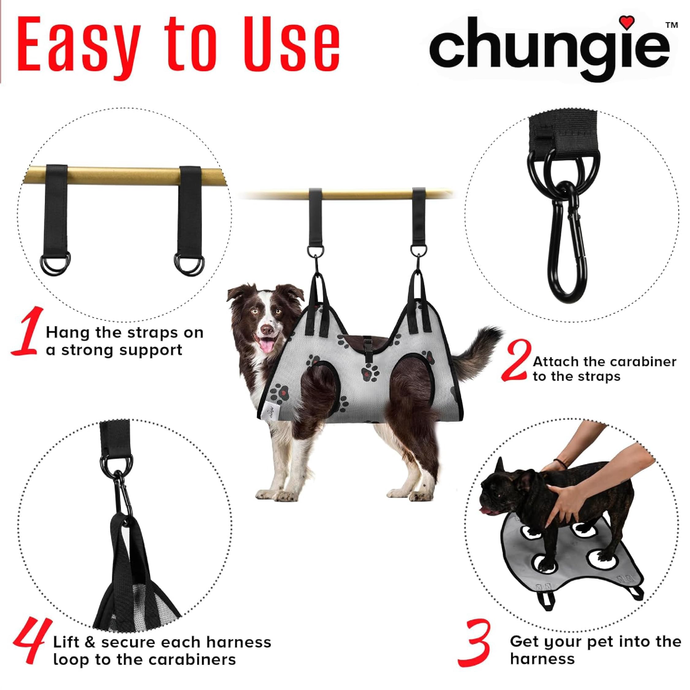 Chungie hamaca de malla transpirable para cuidado cómodo del perro.