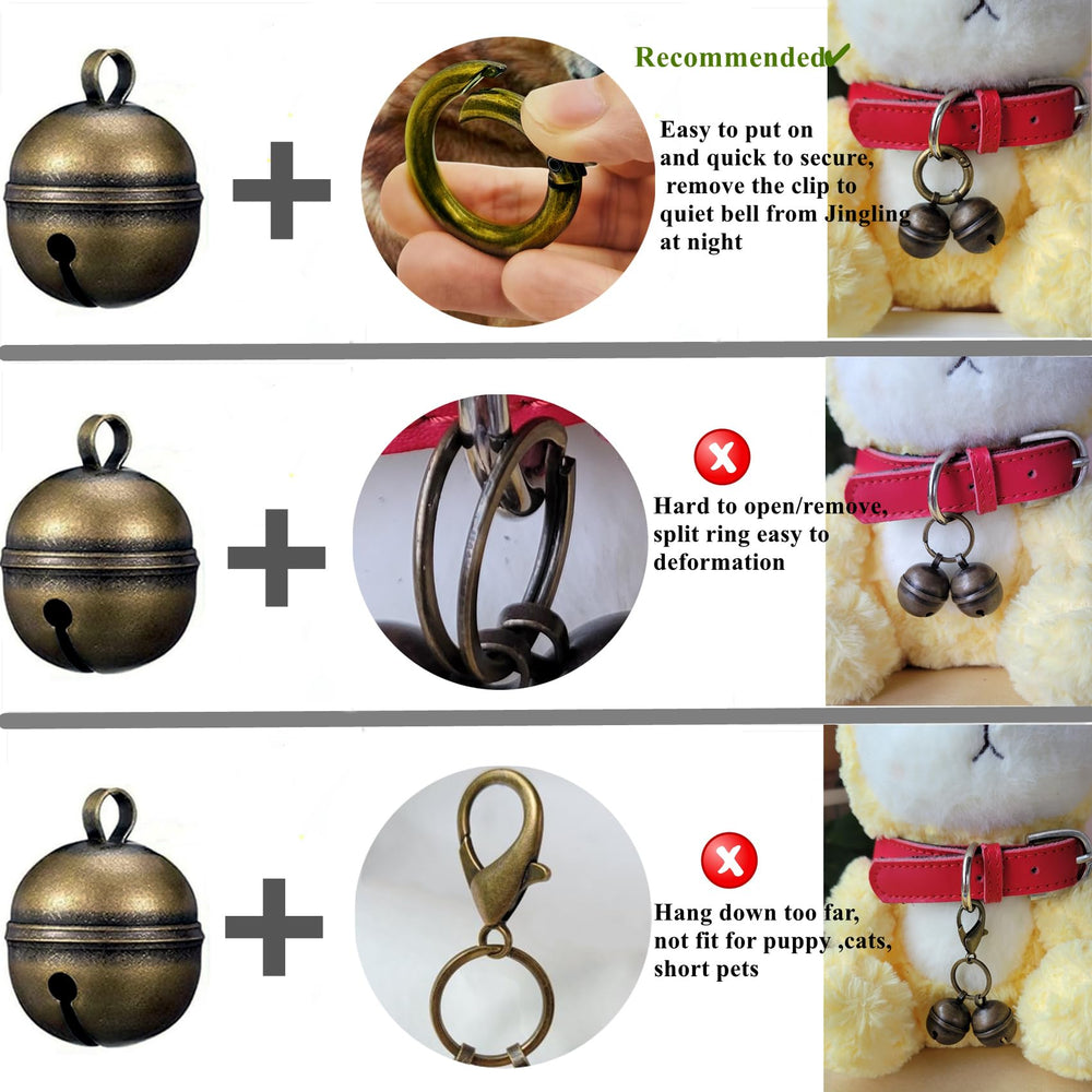 Campanas de cobre de diseño compacto para collares de diferentes tallas.