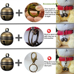 Campanas de cobre de diseño compacto para collares de diferentes tallas.