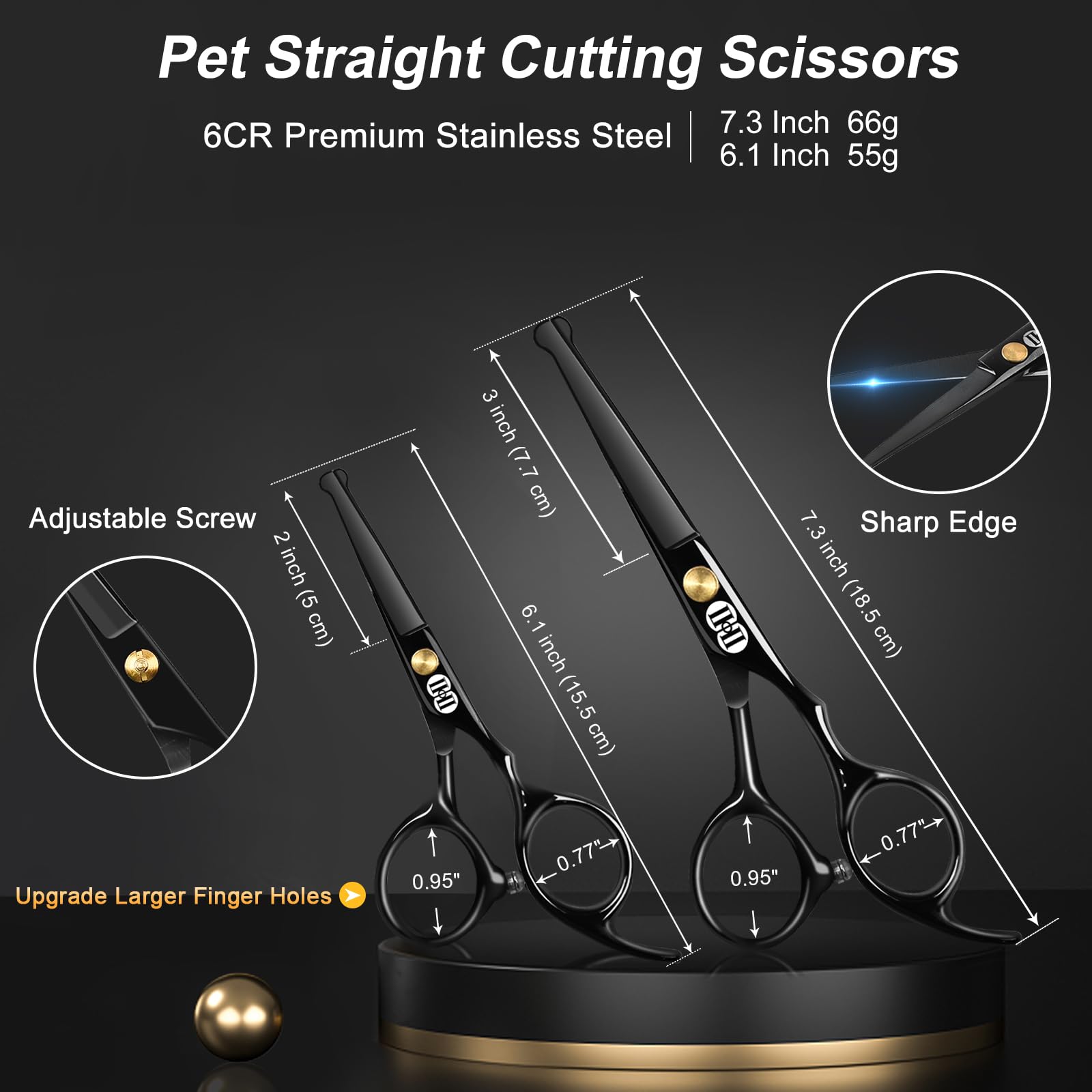 CIICII tijeras para perros 7-3 pulgadas, corte recto suave para pelaje.
