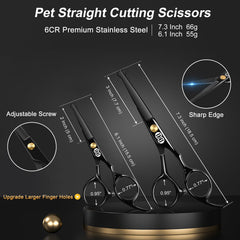 CIICII tijeras para perros 7-3 pulgadas, corte recto suave para pelaje.