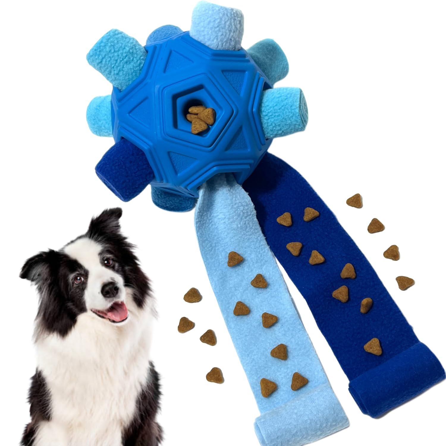CIIVURR Snuffle Ball azul, vista frontal para estimular el olfato de tu perro.