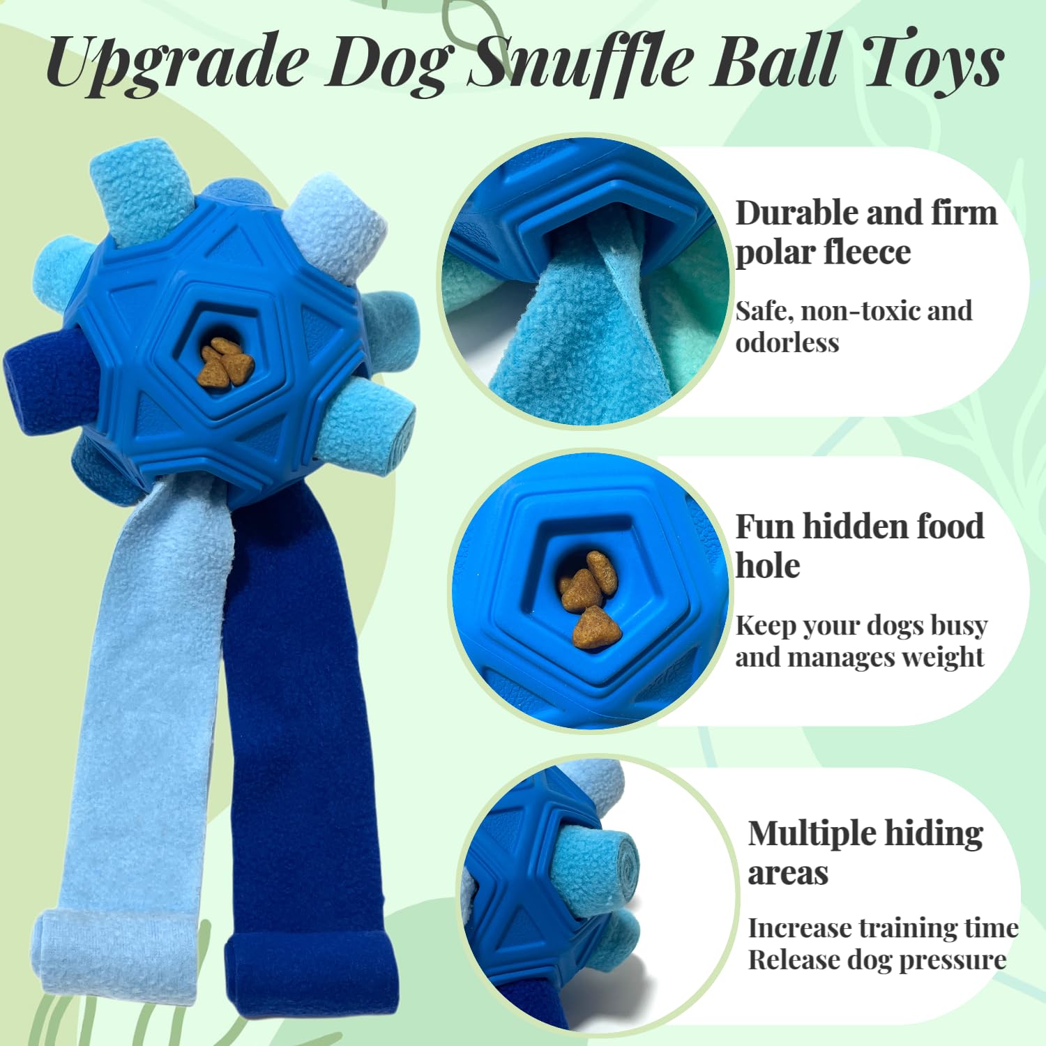 CIIVURR Snuffle Ball azul, material seguro y sin olores para masticar.