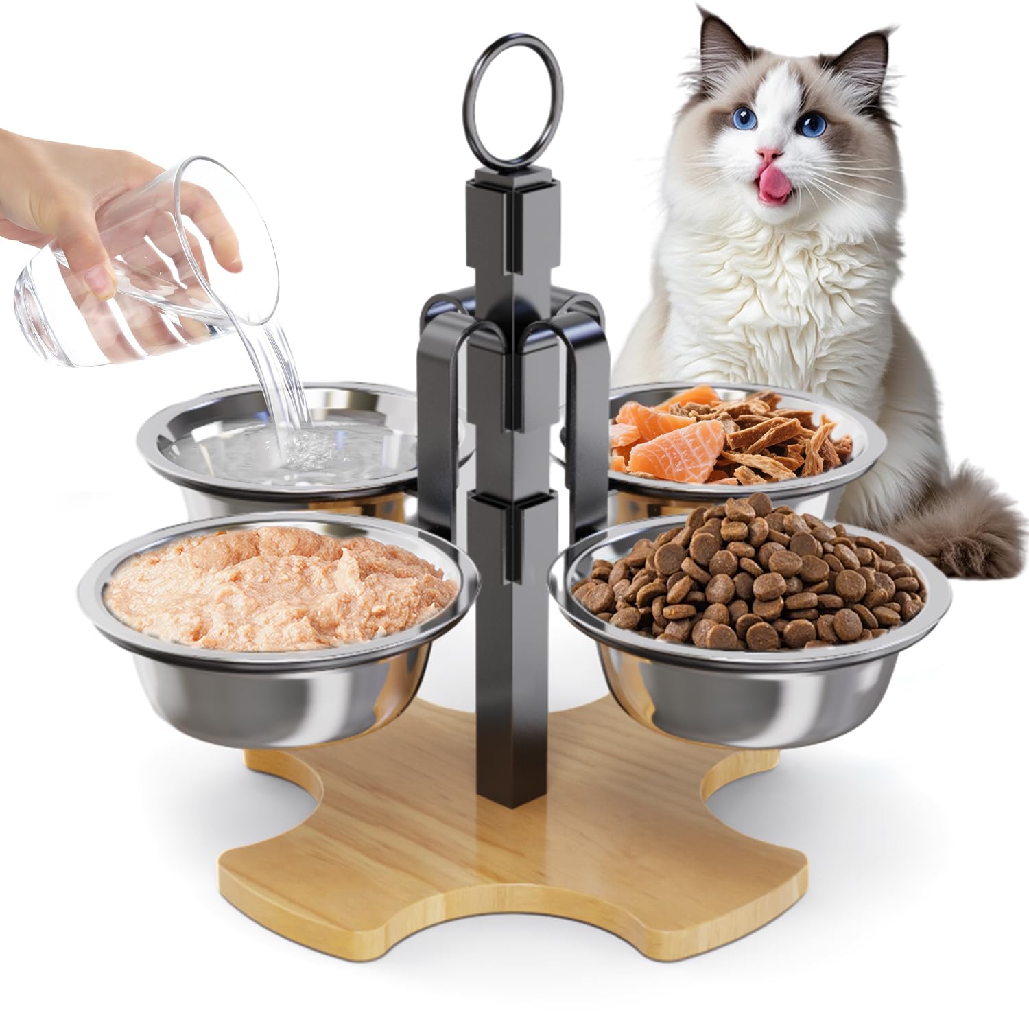 CILXGQLN platos elevados para gatos con cuencos de acero, comida más estable.