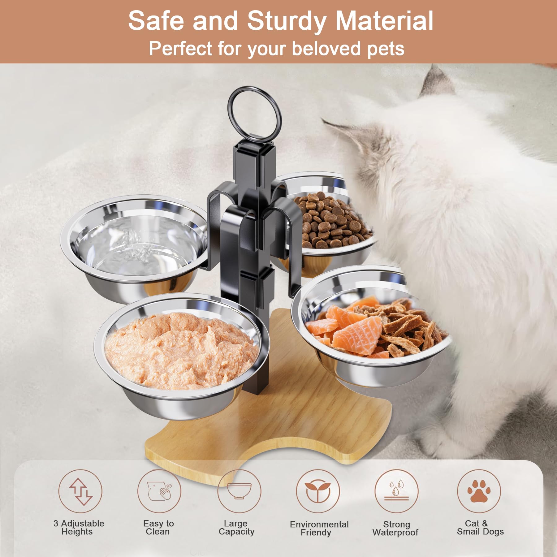CILXGQLN comedero elevado ideal para gatos y perros pequeños.