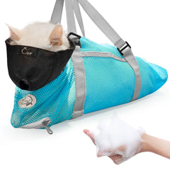 Cinf bolsa-bano-gato azul dorso: protección durante el baño