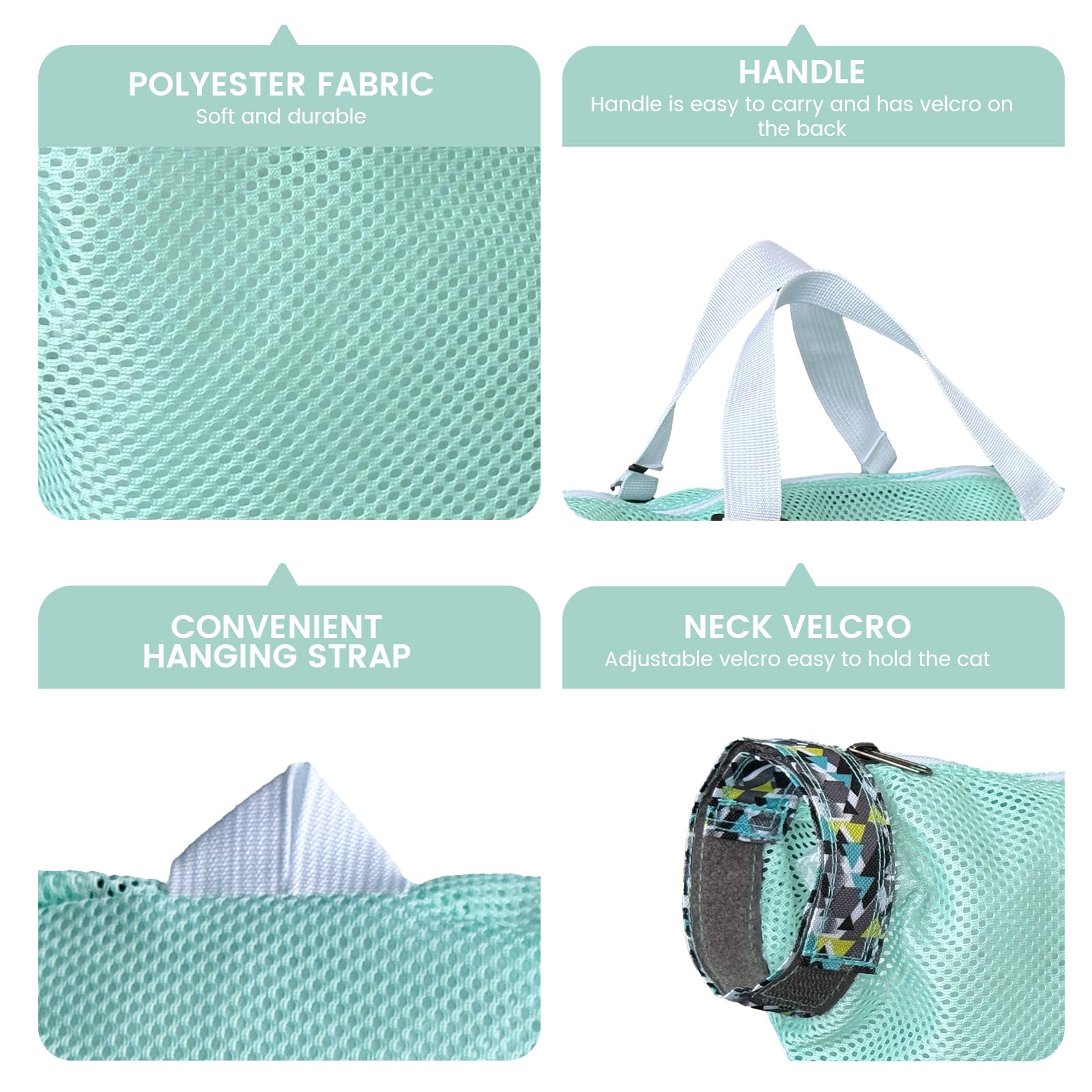 Cinf bolsa-bano-gato-menta-talla-l bozal incluido para calmar el gato.