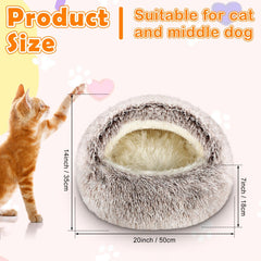 Cinnvoice cama-gato-capucha-peluche ofrece abrigo suave para siestas reconfortantes