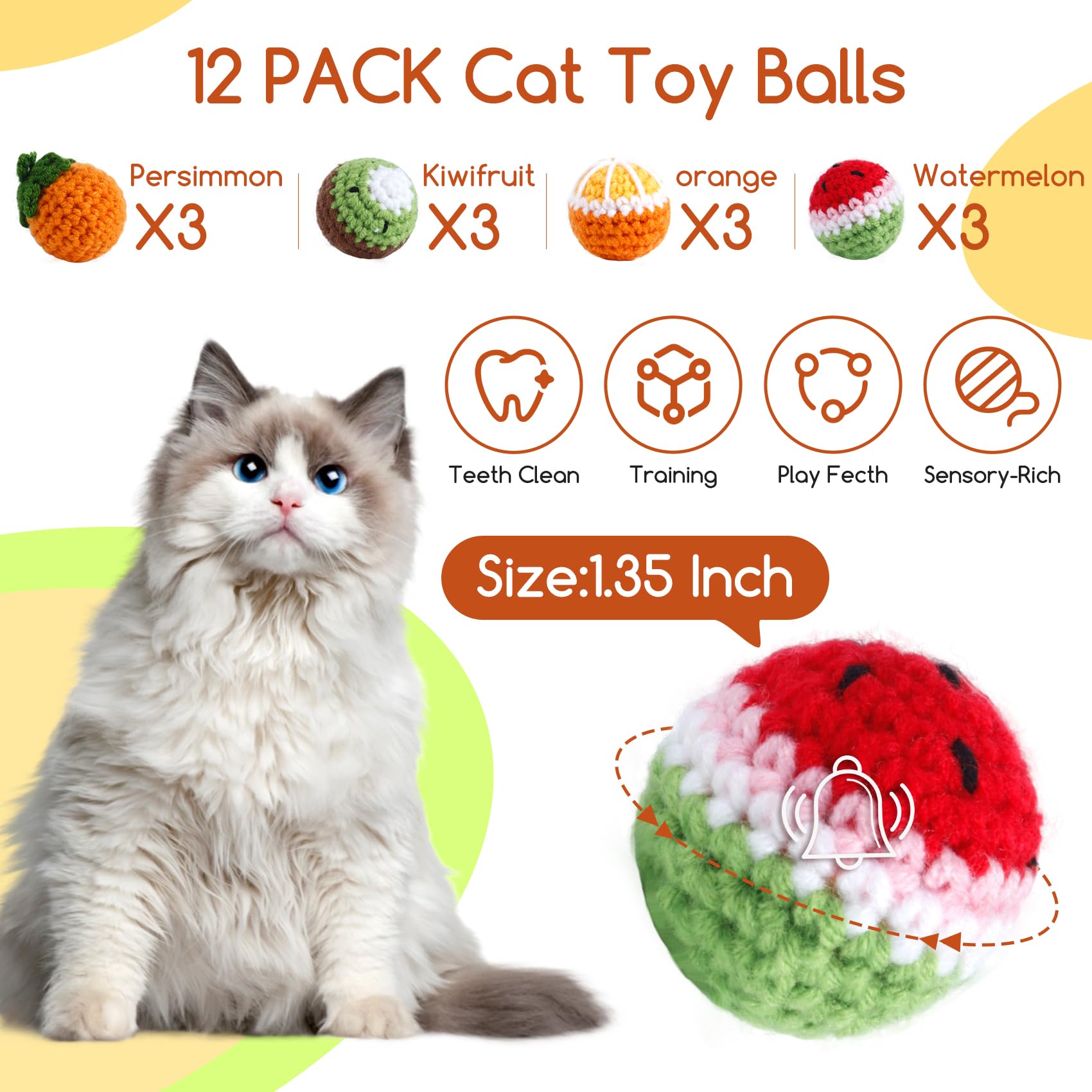 Lote de doce bolas Cipsken con campana para gatos curiosos.