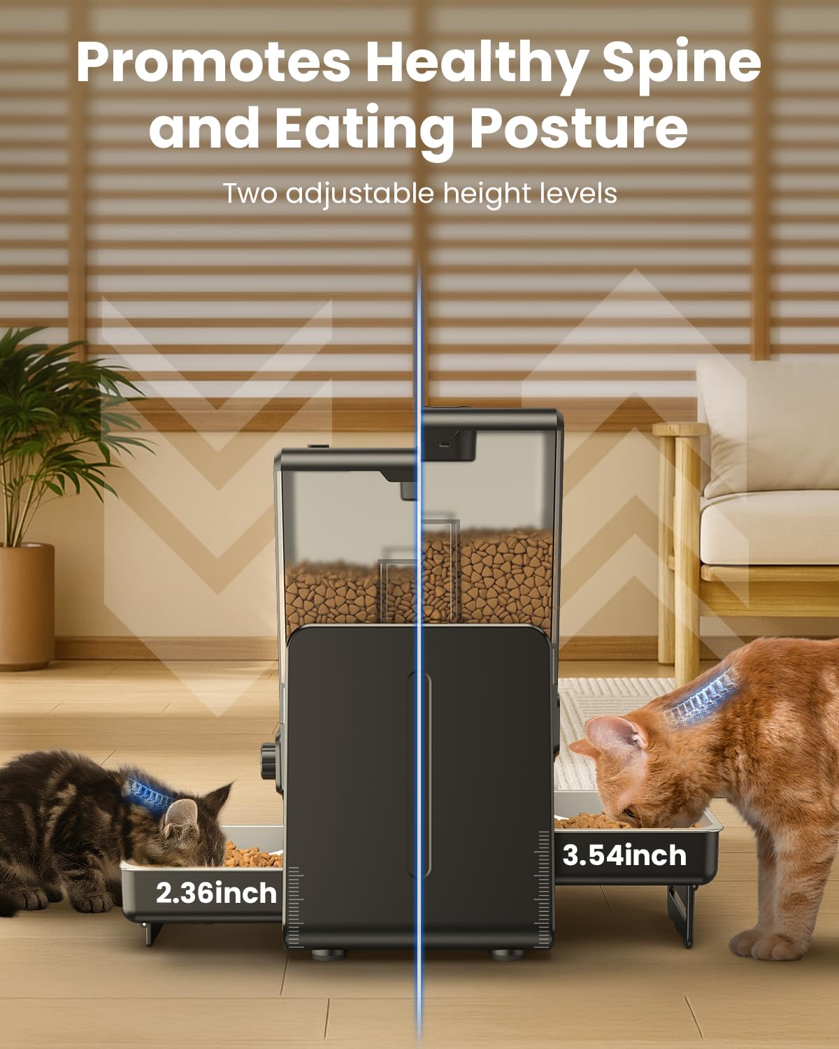 CityFlee altura ajustable, dos tazones, reduce esfuerzo en cuello al comer.