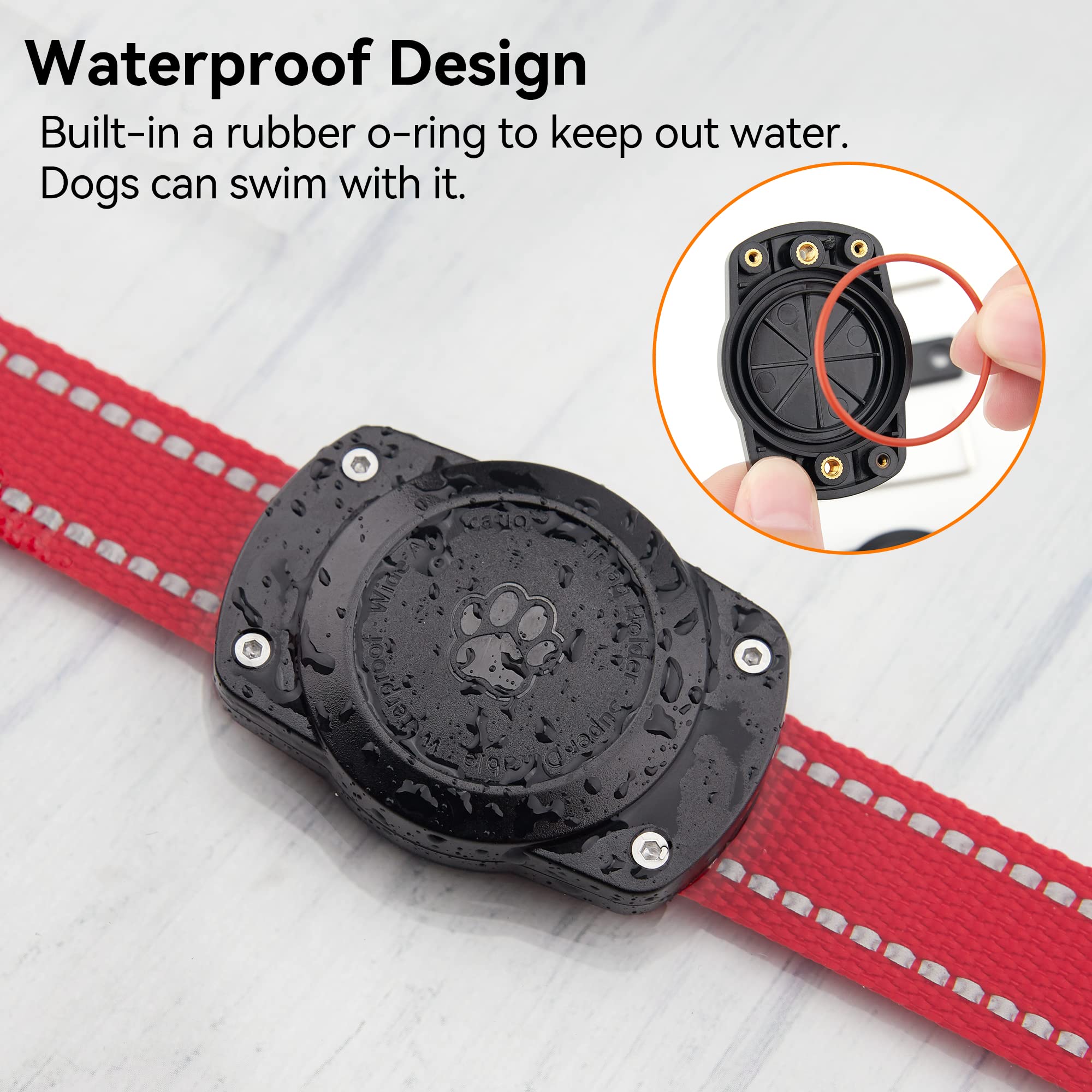 CityWay AirTag collar holder compatible con tallas de collar variadas.