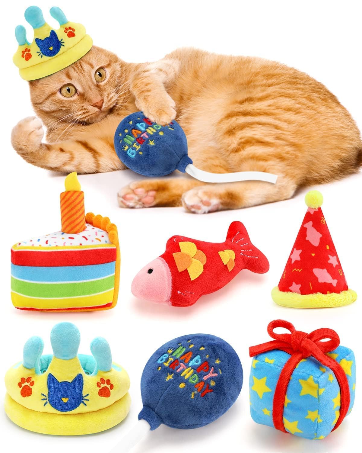 CiyvoLyeen corona-gato-amarilla: ideal para cumpleaños y juego interactivo.