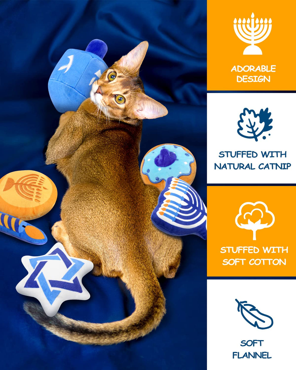 CiyvoLyeen menorah de peluche con jerba gatera para estimulación