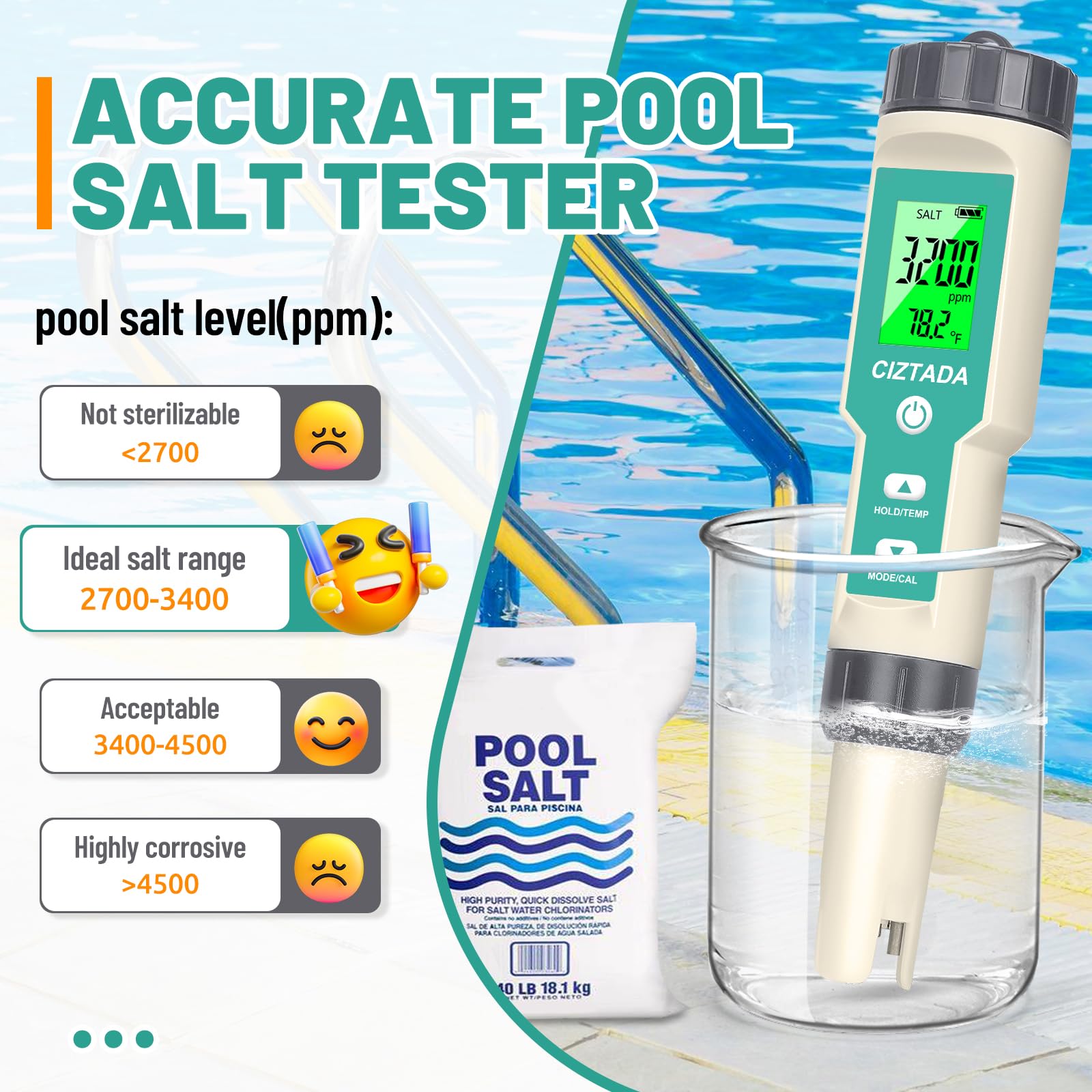 CIZTADA tester multi‑parametro mide salinidad, TDS y EC con precisión