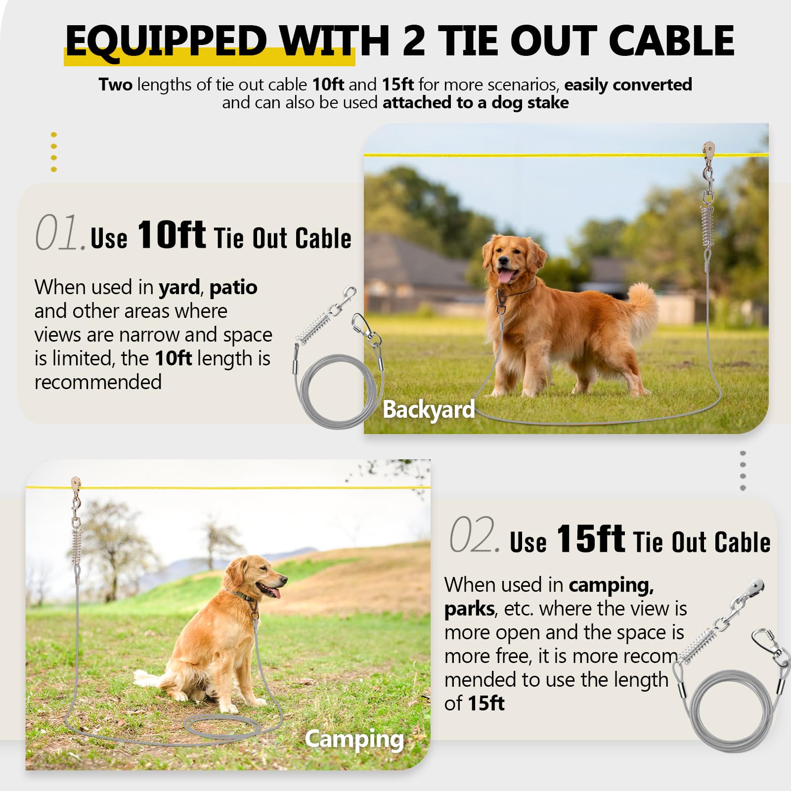 CJYMMFAN: cable de 10 pies, opción corta para vistas más compactas.