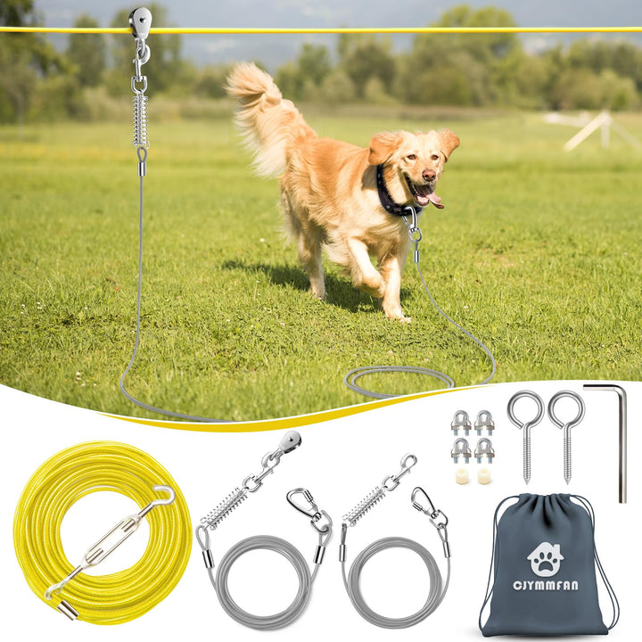 CJYMMFAN: sistema trolley para perros, montaje fácil en jardín para libertad al aire libre.