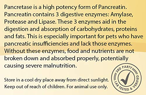 CK Formulations Pancretase, dosis diaria de pancreatina para mejorar la absorción de nutrientes.