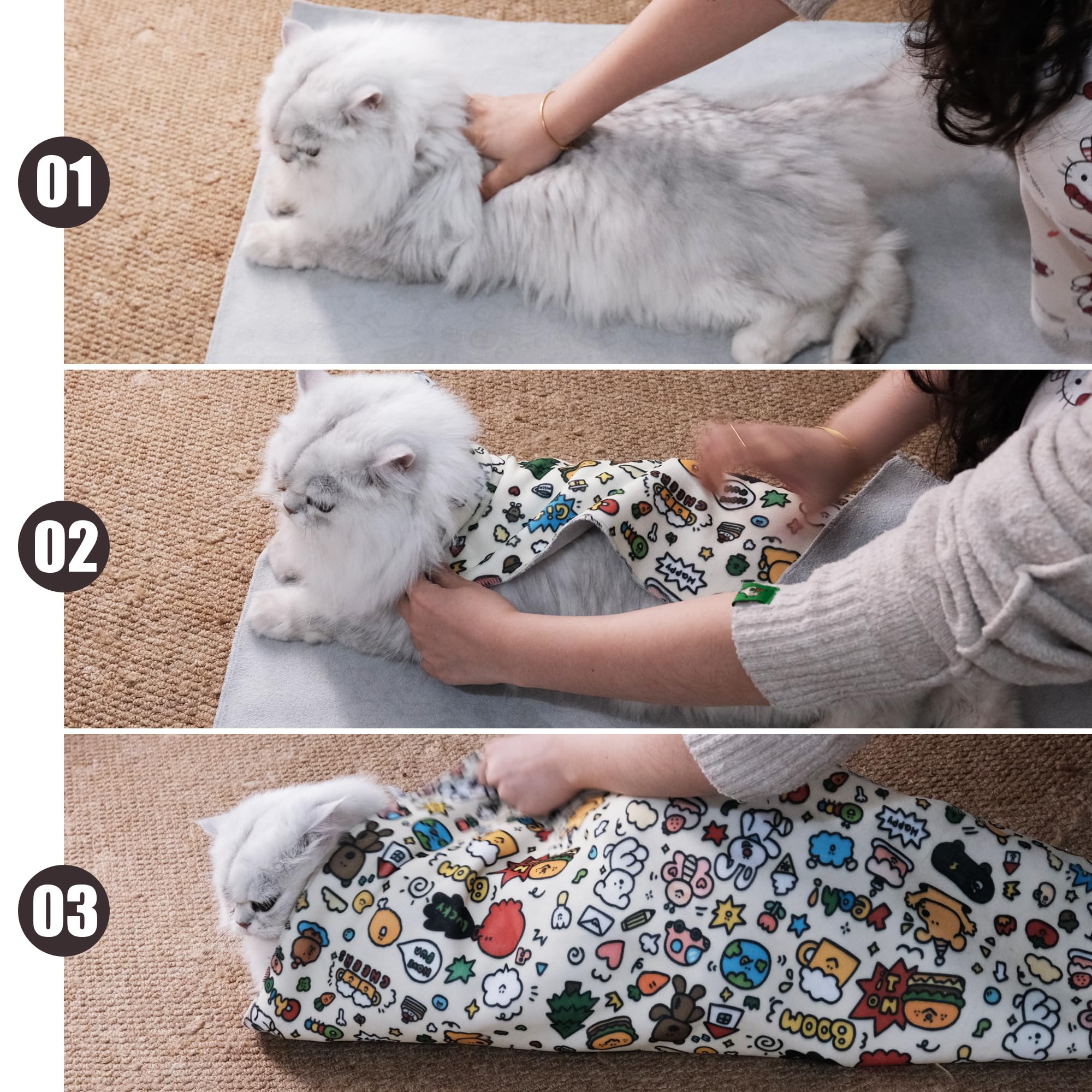 CKNCY Envoltura para gato suave con microfibra para comodidad.