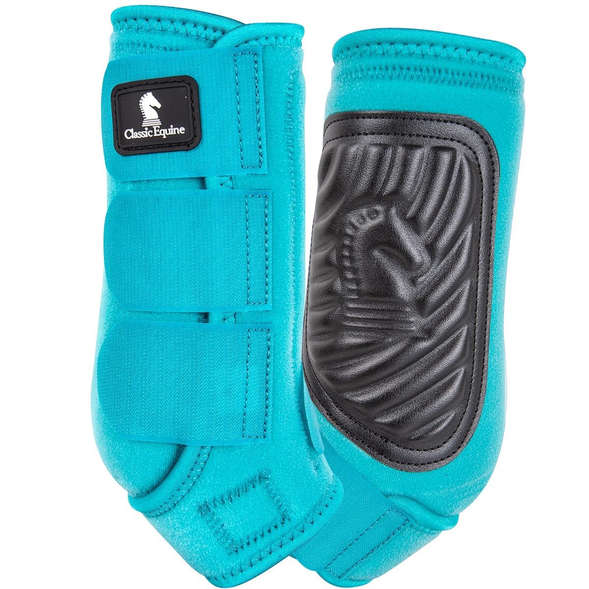 Protección delantera envolvente de Classic Equine ClassicFit, color aguamarina, talla pequeña para mayor seguridad.