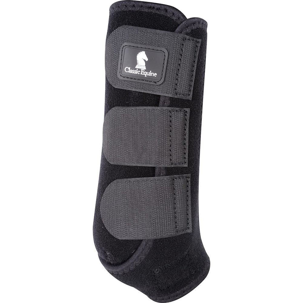 Classic Equine ClassicFit Sling Boot frente negro, protección ergonómica para la pierna del caballo