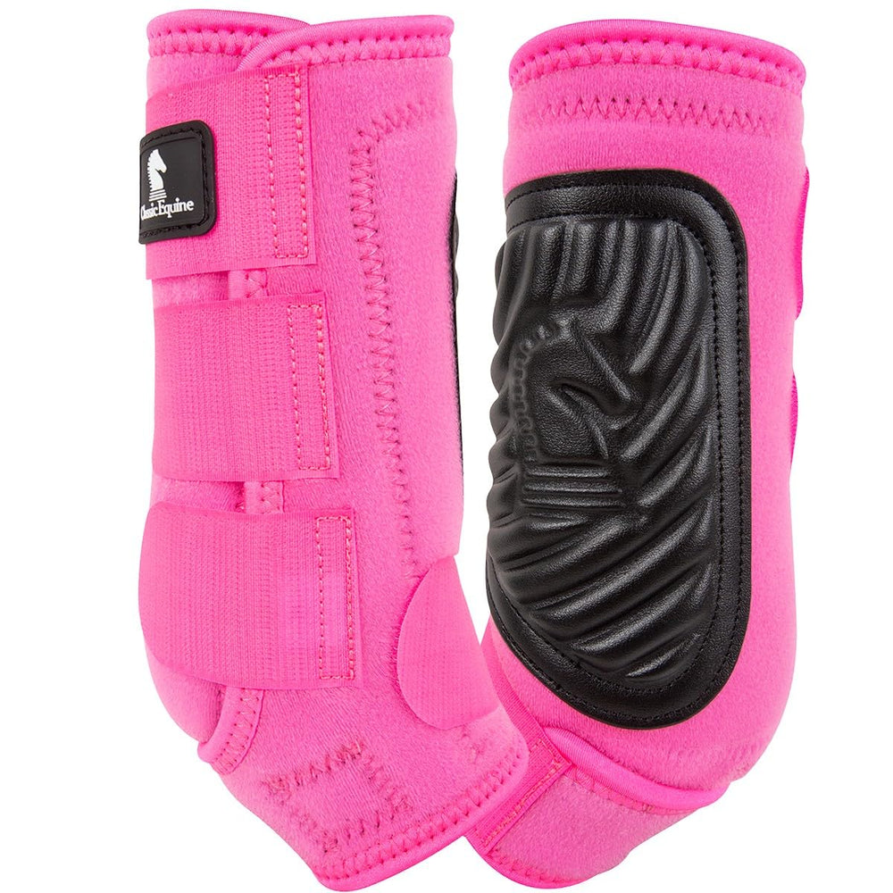 Classic Equine ClassicFit Sling Boots delantera rosa intenso con protección ergonómica para la pierna