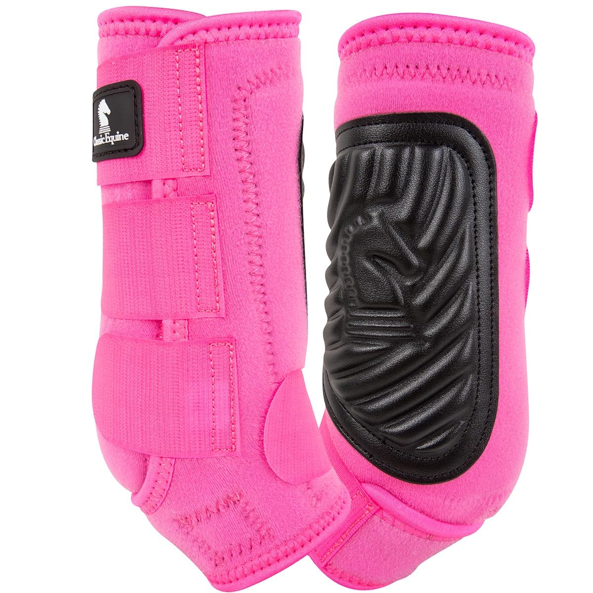 Classic Equine ClassicFit Sling Boots delantera rosa intenso con protección ergonómica para la pierna