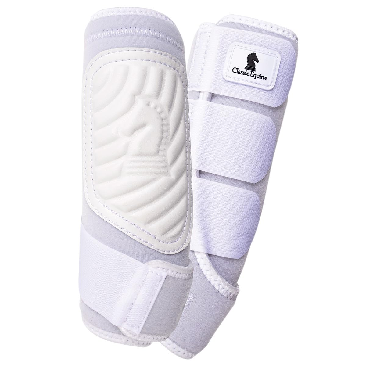 Classic Equine ClassicFit Sling Boots: frente blanco, tamaño pequeño, protección cercana para rutas de entrenamiento