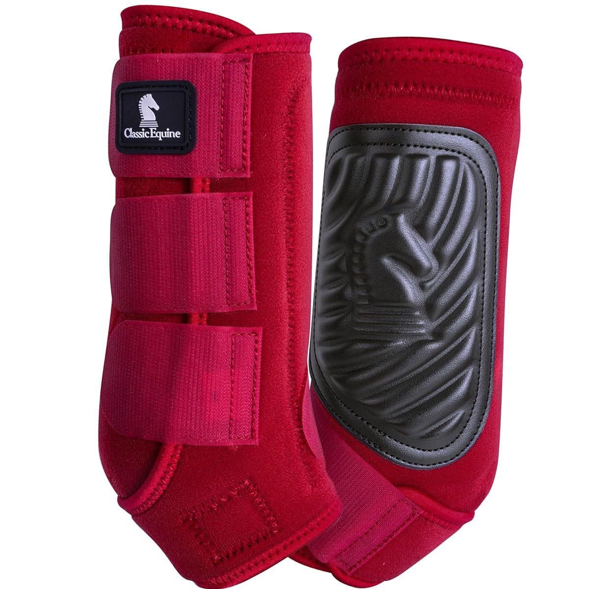 Classic Equine ClassicFit Sling Boots, vista frontal en denim oscuro, protección para articulaciones.