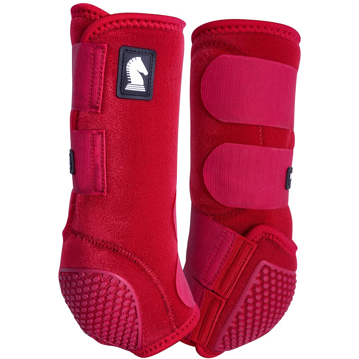 Classic Equine Flexion Hind Boots rojos talla grande, protección durante entrenamientos
